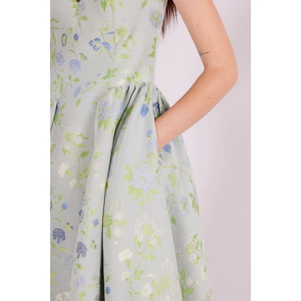 Gershin Dress in Teal Multi Jacquard - Image 6