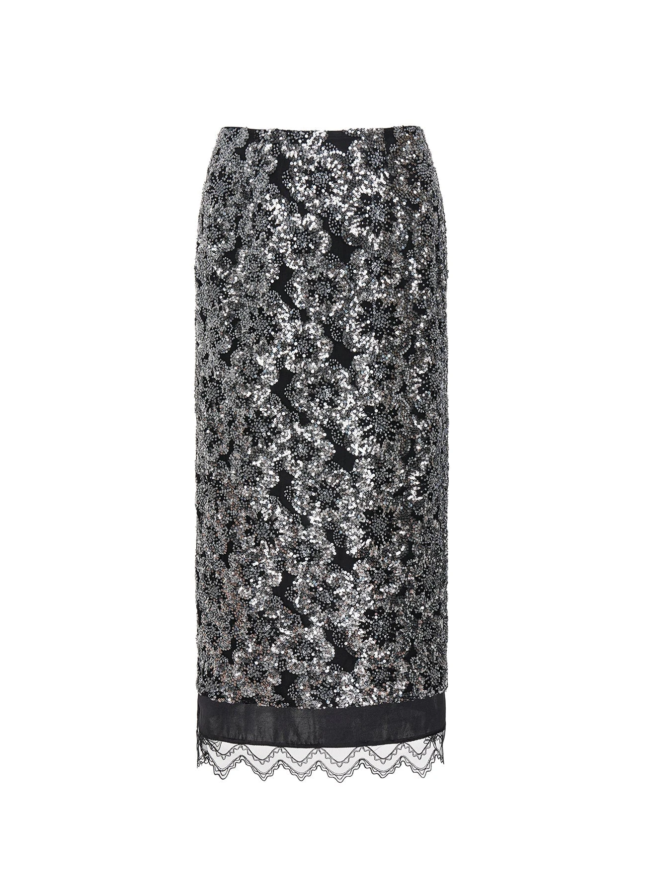 Dries Van Noten Leja Skirt in Silver Embroidered Sequins | | Luxury Shoes Dries Van Noten Leja Skirt in Silver Embroidered Sequins