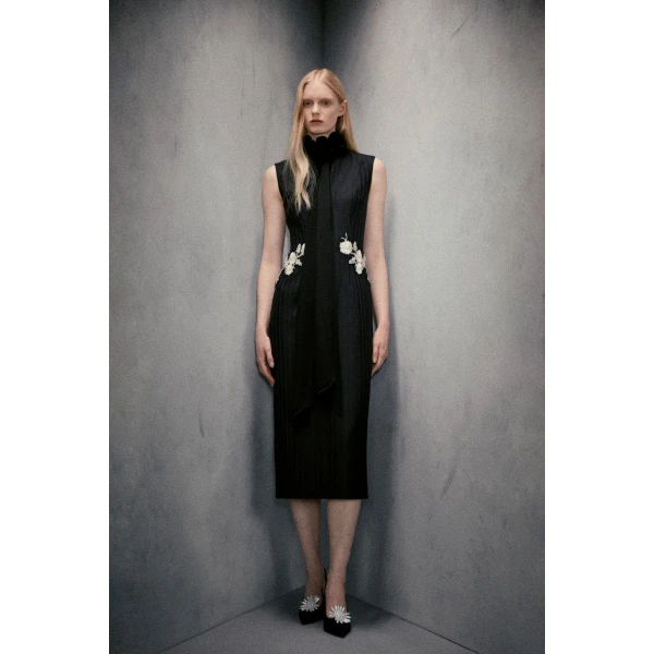 Lumi Midi Dress in Black Tailoring - Image 2