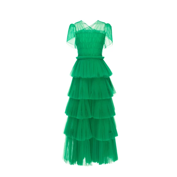 Mae Dress in Bright Apple Tulle