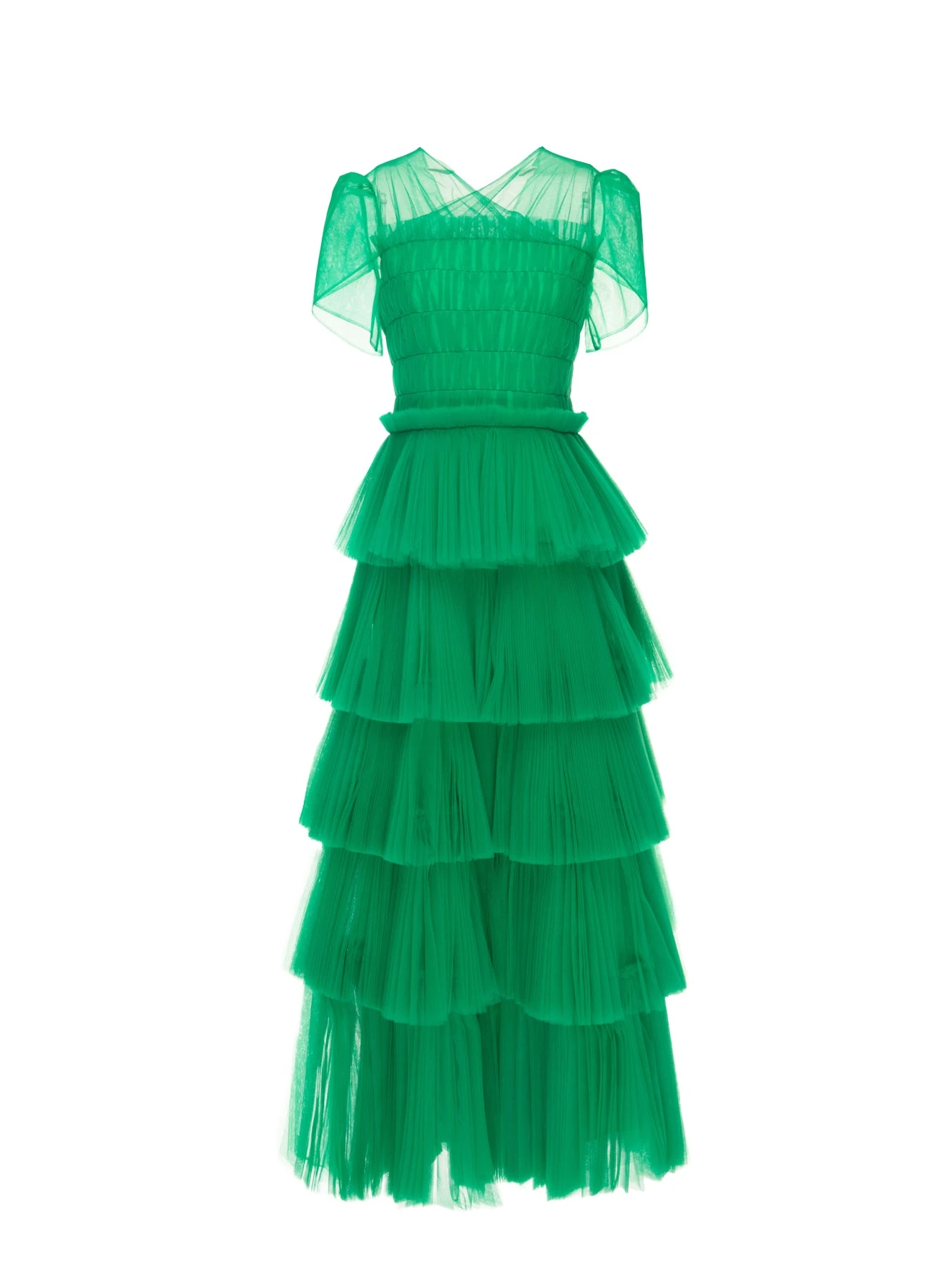 Dries Van Noten Mae Dress in Bright Apple Tulle | | Luxury Shoes Dries Van Noten Mae Dress in Bright Apple Tulle