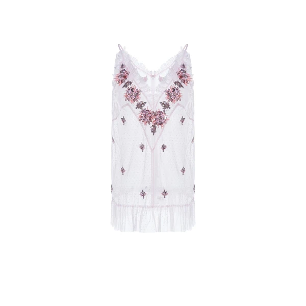 Maeve Top in Pink Embellished Tulle
