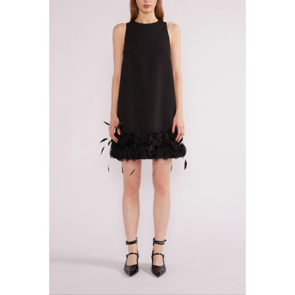 Maia Mini Dress in Black Crepe - Image 3