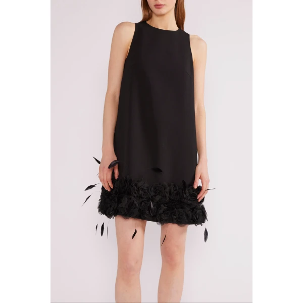 Maia Mini Dress in Black Crepe - Image 4