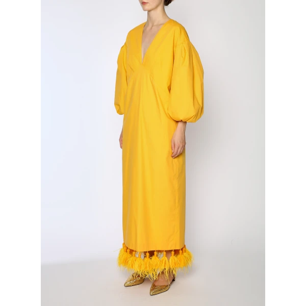 Majorca Dress in Ochre Cotton - Image 3