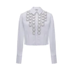 Dries Van Noten Maniya Shirt in White Embellished Cotton