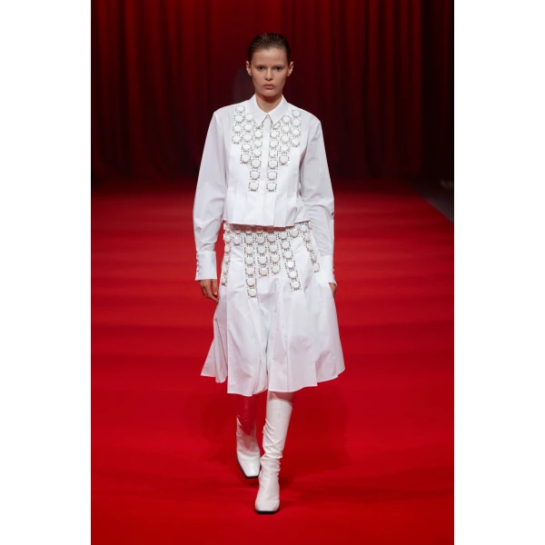 Maniya Shirt in White Embellished Cotton - Image 6
