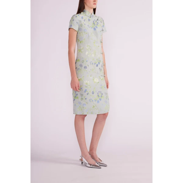 Manon Dress in Teal Multi Jacquard - Image 4