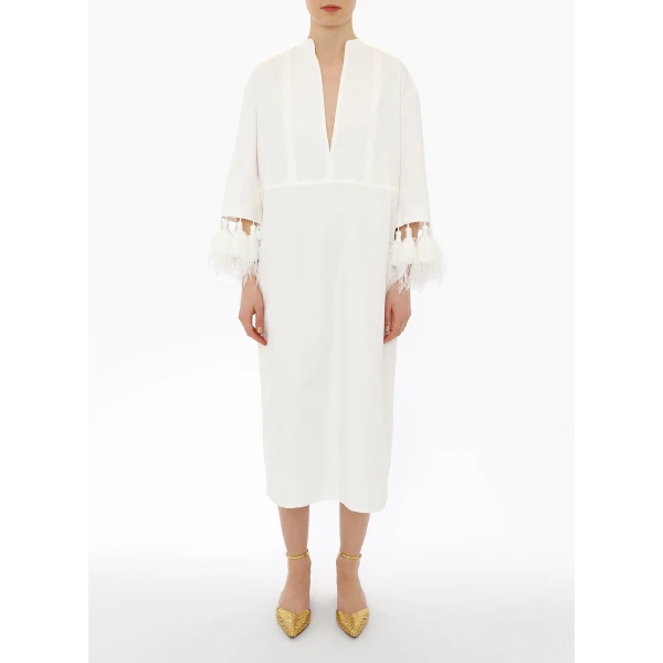 Menorca Caftan in White Cotton - Image 2