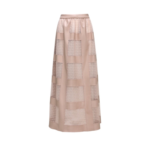 Dries Van Noten Noura Skirt in Pink Fishnet Pleather