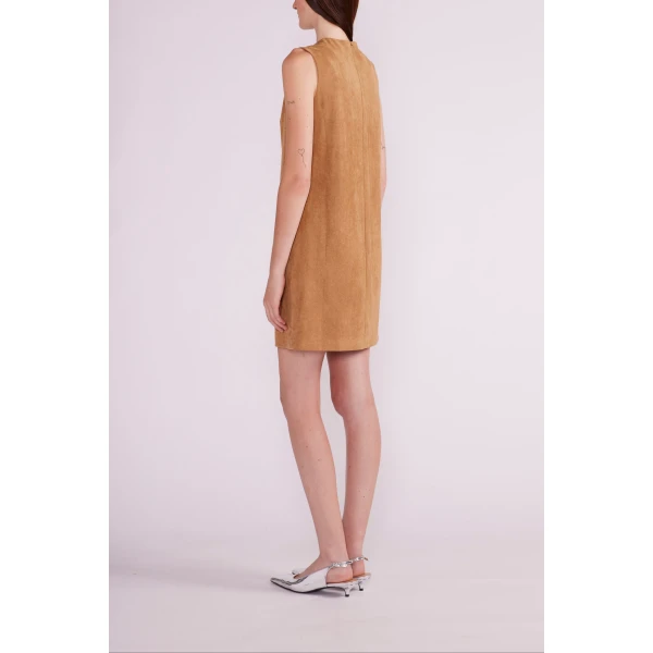 Paola Mini Dress in Brown Suede - Image 5