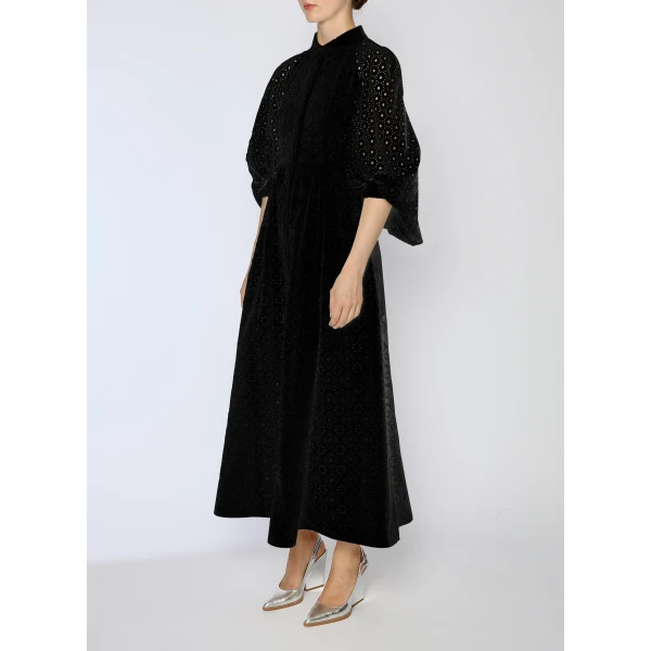 Pat Dress in Black Embroidered Cotton - Image 3