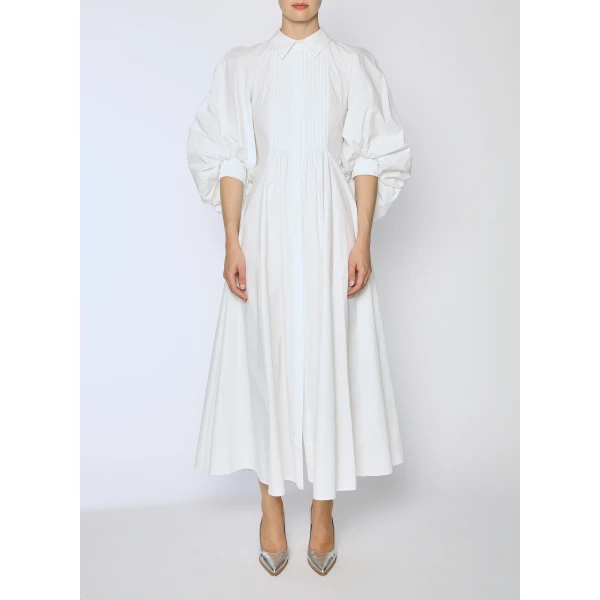 Pat Dress in White Cotton - Image 2