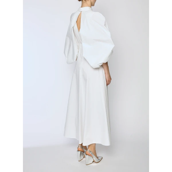 Pat Dress in White Cotton - Image 4