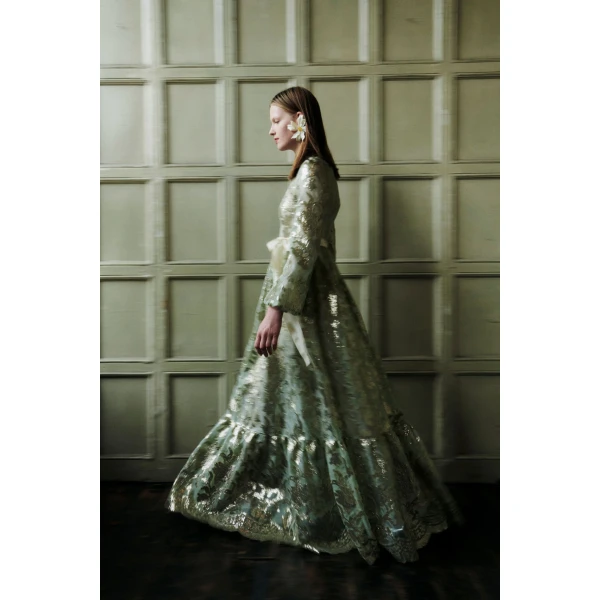 Ravina Gown in Green Gold Embellished Organza - Image 2
