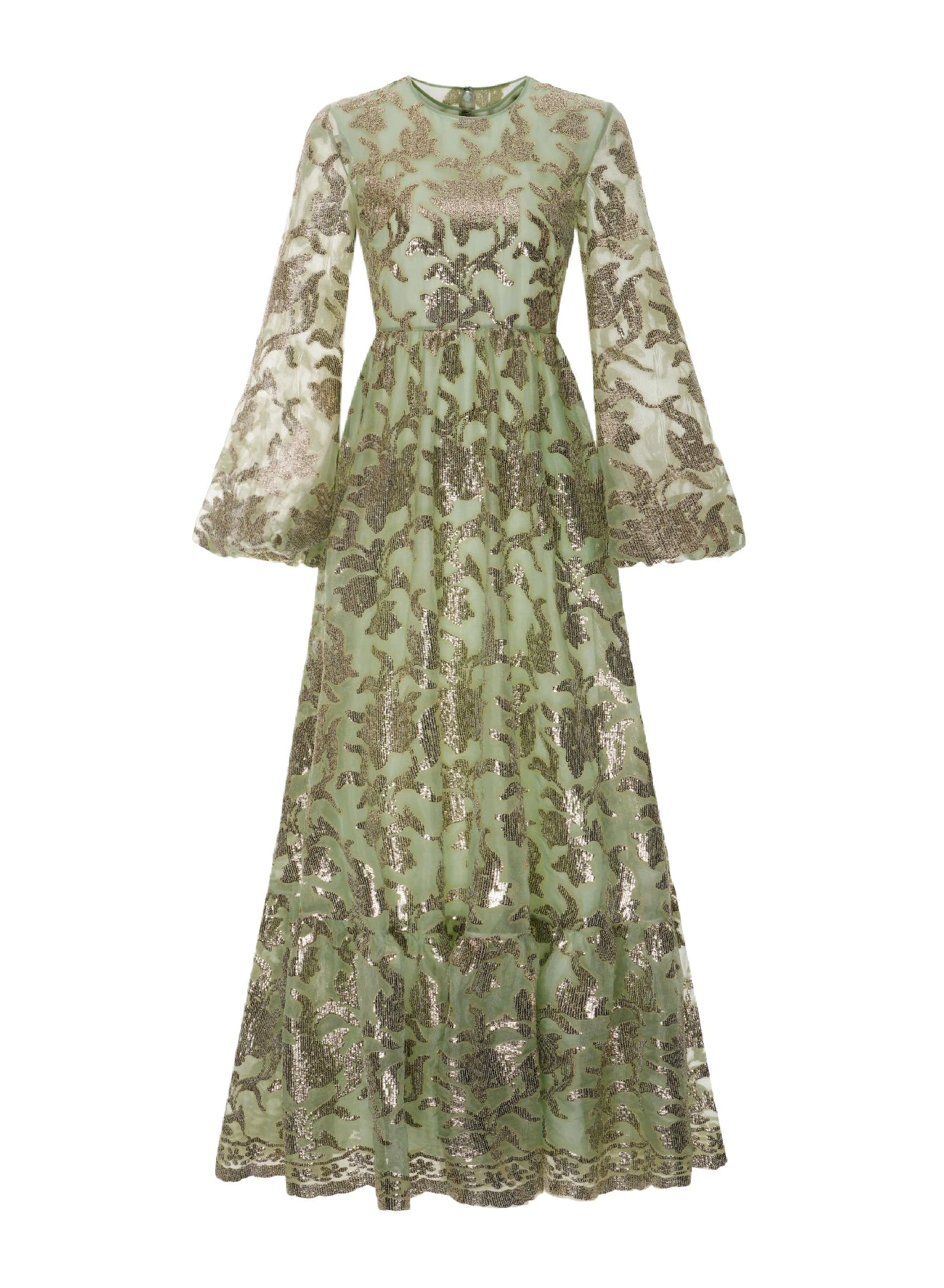 Dries Van Noten Ravina Gown in Green Gold Embellished Organza | Evening Gowns | Luxury Shoes Dries Van Noten Ravina Gown in Green Gold Embellished Organza