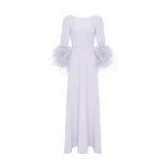 Dries Van Noten Reign Gown in Lilac Fog Crepe