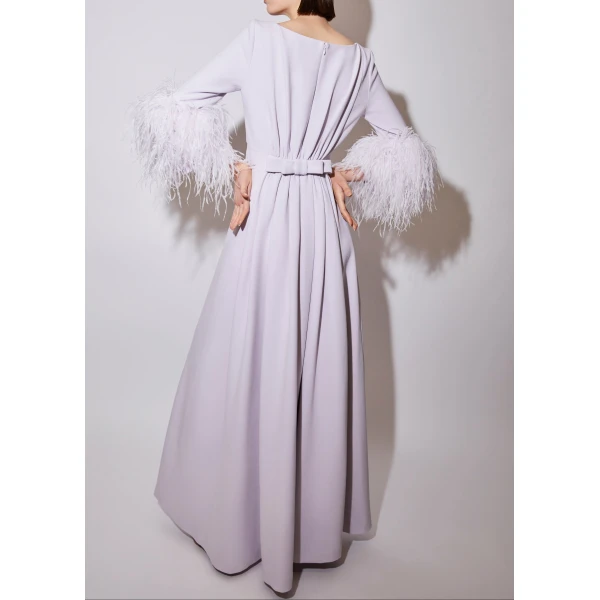 Reign Gown in Lilac Fog Crepe - Image 4