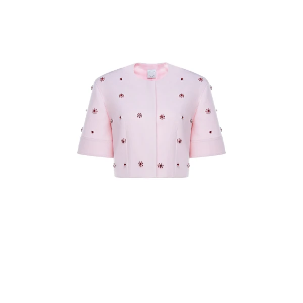 River Jacket in Pink Embellished Crepe