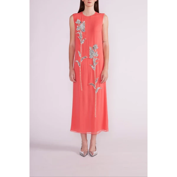 Rosetta Dress in Coral Chiffon - Image 3