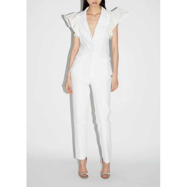 Rosita Jacket in White Crepe - Image 3