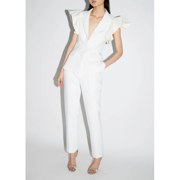 Rosita Jacket in White Crepe - Image 6