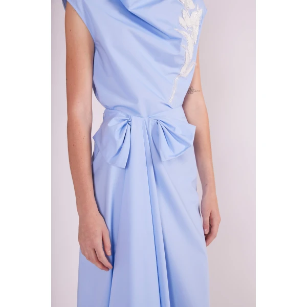 Rowena Midi Skirt in Pale Blue Cotton - Image 6