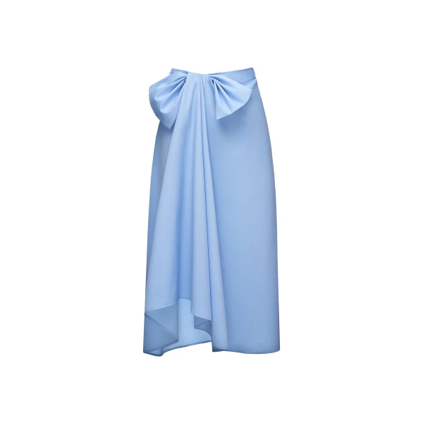 Rowena Midi Skirt in Pale Blue Cotton