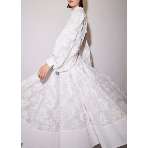 Rowena Skirt in White Embroidered Cotton - Image 2