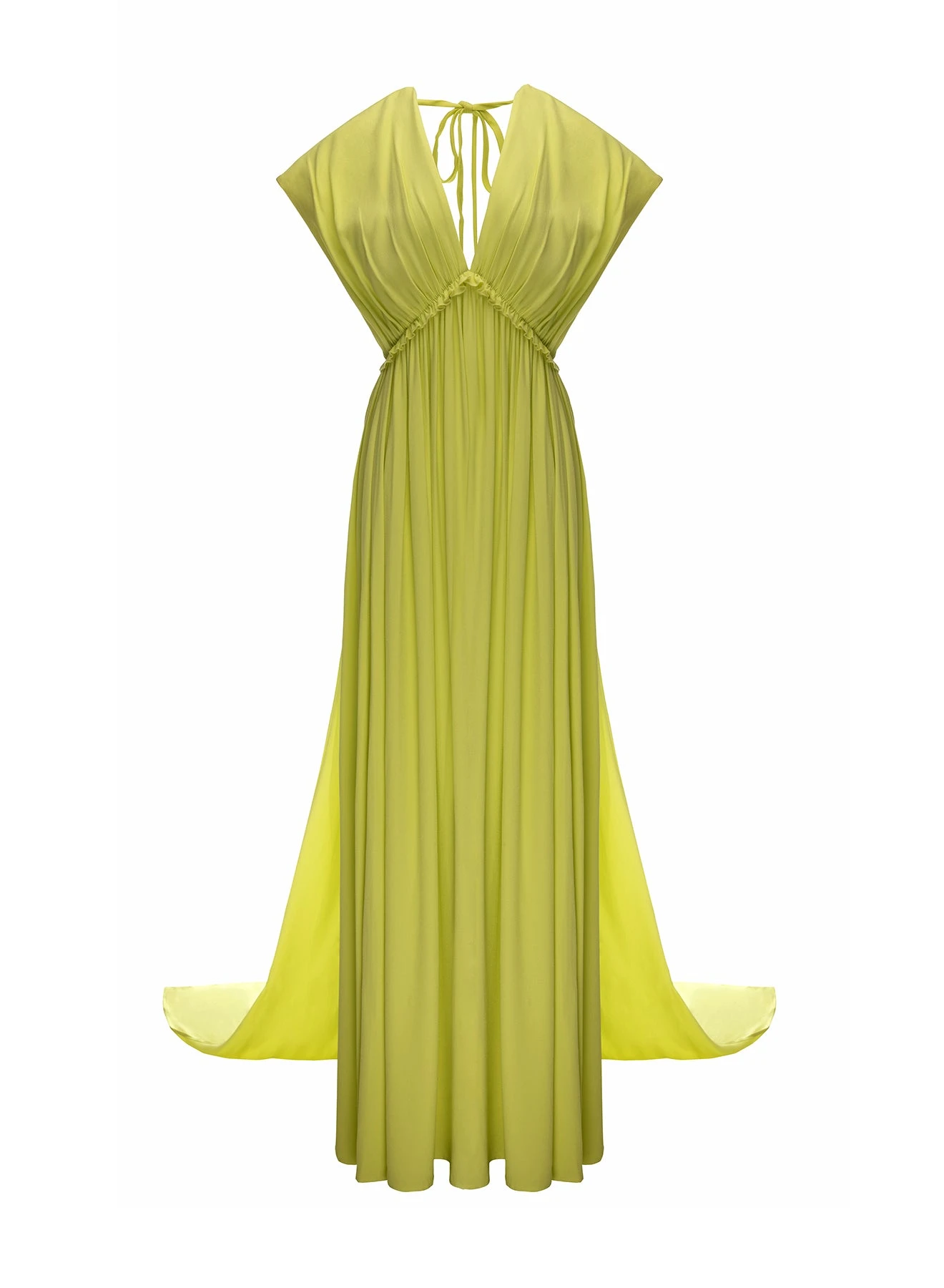 Dries Van Noten Somer Gown in Wild Lime Sable | Evening Gowns | Luxury Shoes Dries Van Noten Somer Gown in Wild Lime Sable