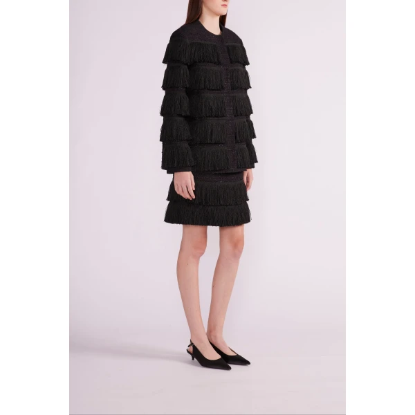Twilly Mini Skirt in Black Tweed - Image 4