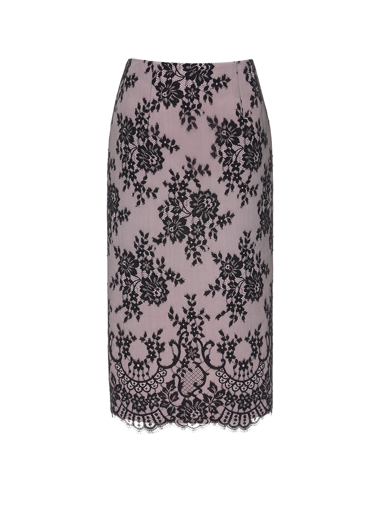 Dries Van Noten Vania Midi Skirt in Black Pale Pink Lace Duchesse | | Luxury Shoes Dries Van Noten Vania Midi Skirt in Black Pale Pink Lace Duchesse