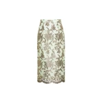 Dries Van Noten Vania Midi Skirt in Green Gold Embellished Organza
