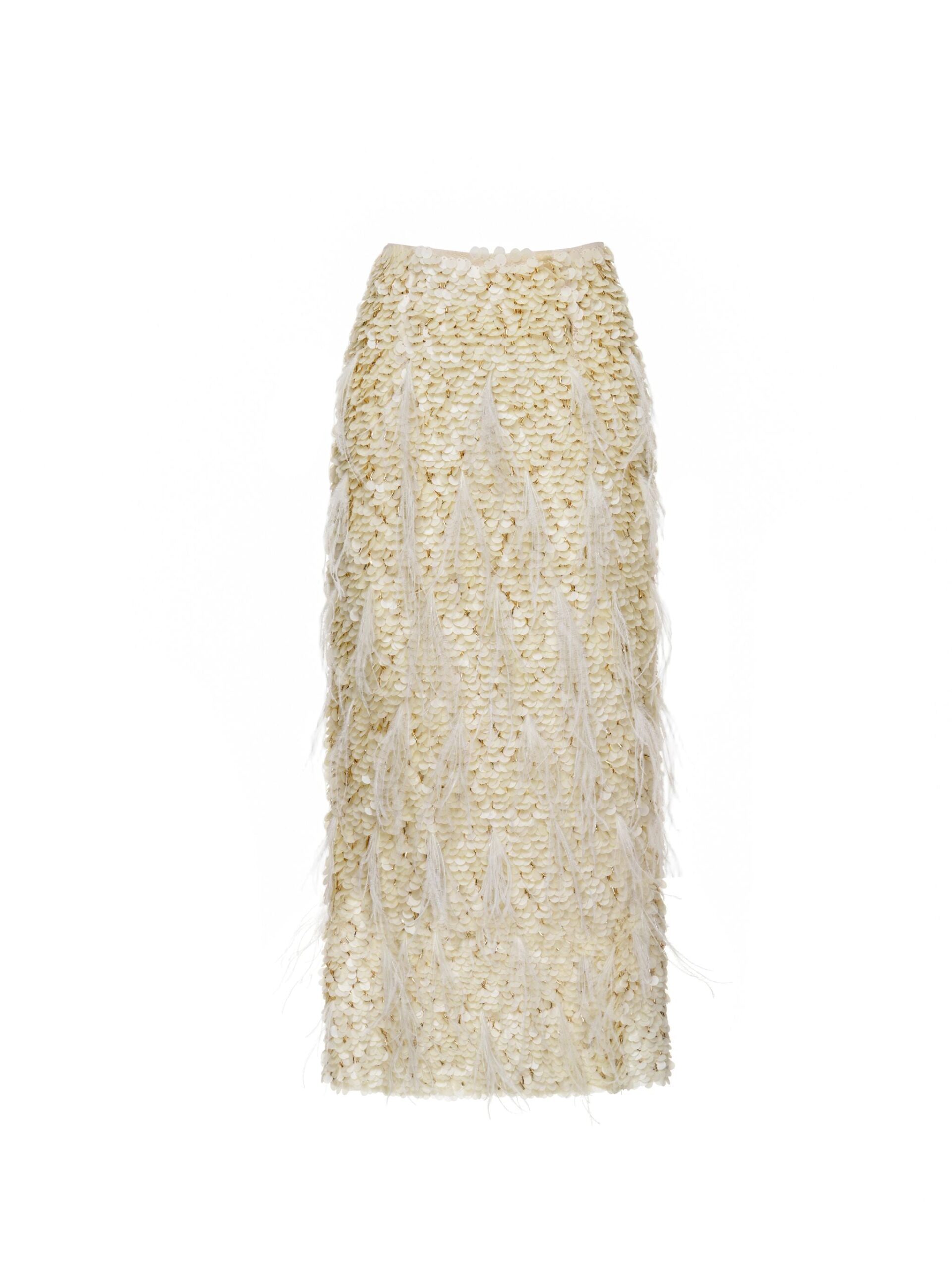 Dries Van Noten Vania Midi Skirt in Ivory Sequin | | Luxury Shoes Dries Van Noten Vania Midi Skirt in Ivory Sequin