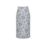 Dries Van Noten Vania Midi Skirt in Light Blue Jacquard