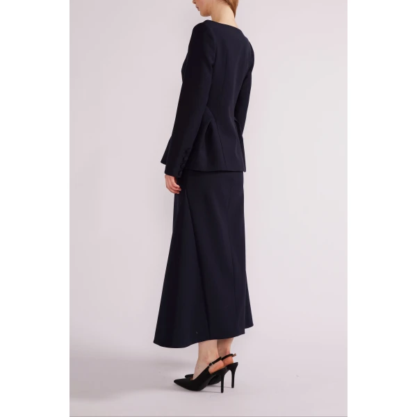 Vicky Midi Skirt in Navy Tailoring - Image 5