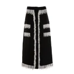 Dries Van Noten Victoria Skirt in Black White Tweed
