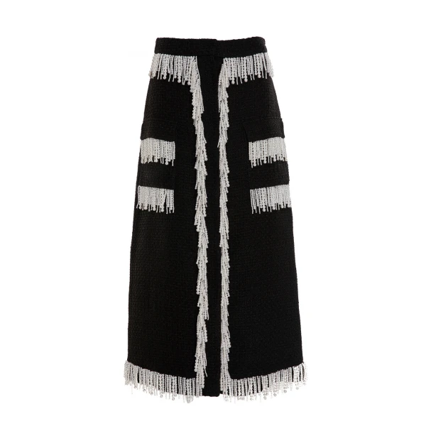 Victoria Skirt in Black White Tweed