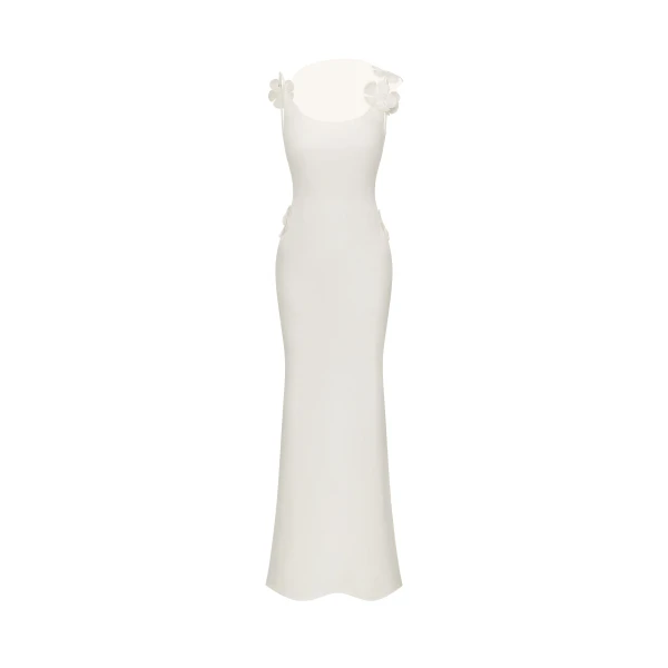 JW PEI 3D Floral Appliqué Satin Dress