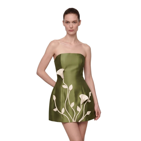 JW PEI 3D Vine Floral Strapless Mini Dress