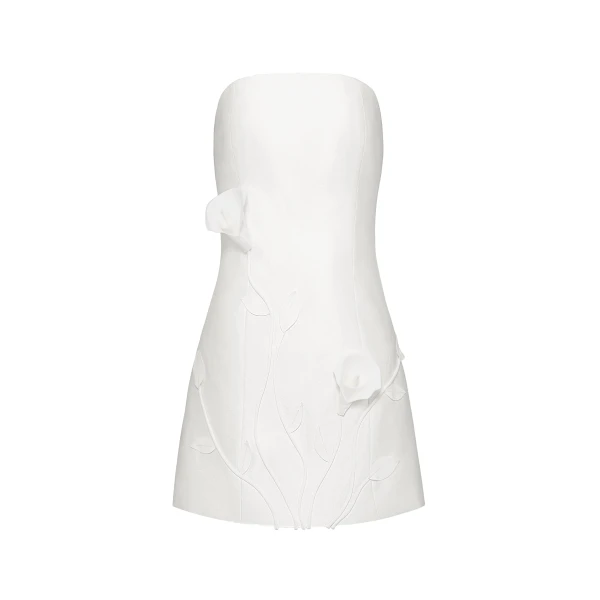 JW PEI 3D Vine Floral Strapless Mini Dress