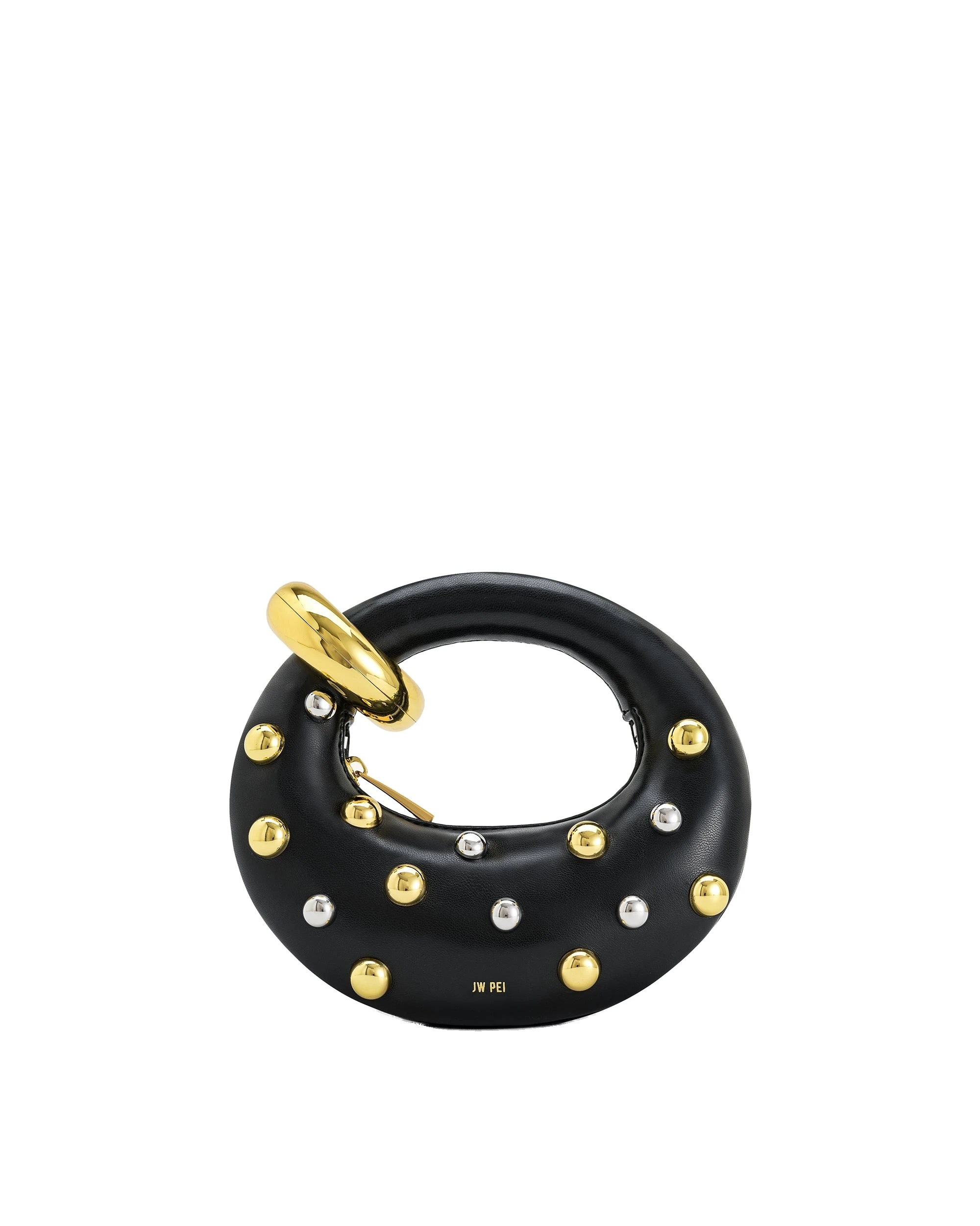 JW PEI Abacus Studded Mini Top Handle Bag in Black | Mini Bags | Luxury Shoes JW PEI Abacus Studded Mini Top Handle Bag in Black