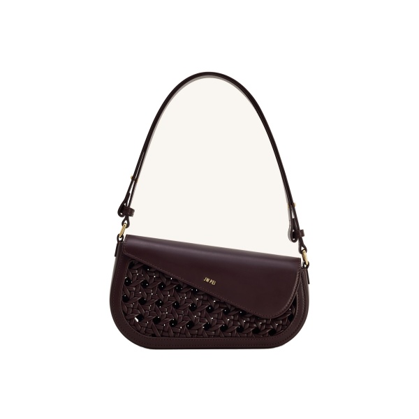 JW PEI Addisyn Cutout Woven Shoulder Bag in Burgundy