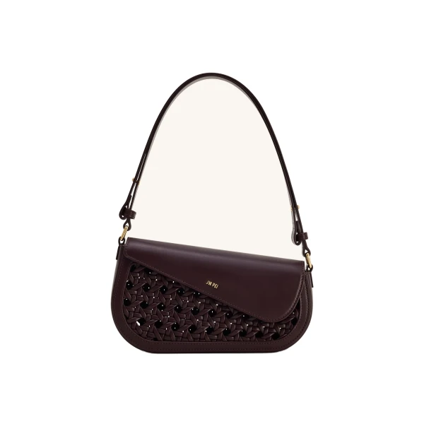 JW PEI Addisyn Cutout Woven Shoulder Bag in Burgundy
