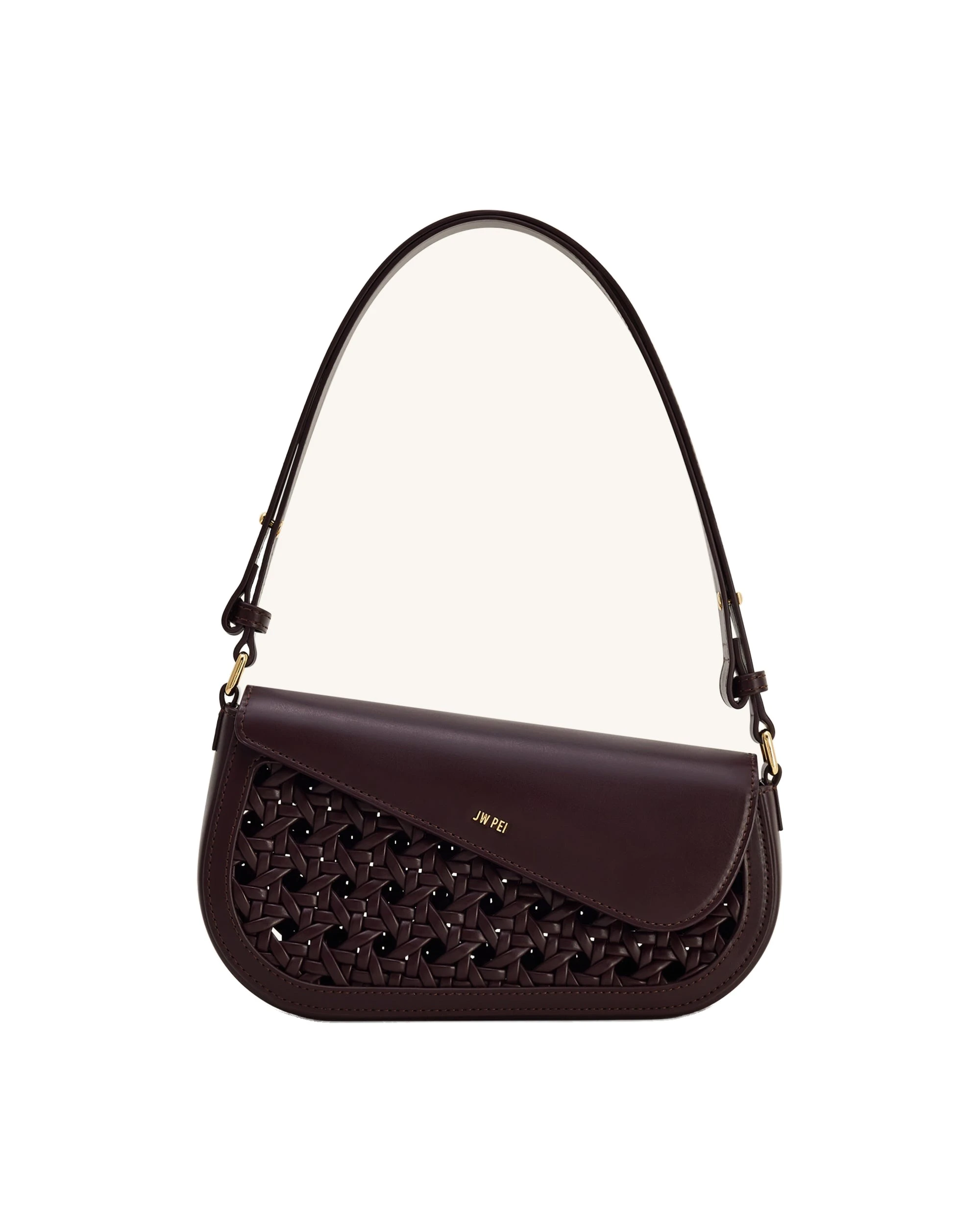 JW PEI Addisyn Cutout Woven Shoulder Bag in Burgundy | Shoulder & Crossbody Bags | Luxury Shoes JW PEI Addisyn Cutout Woven Shoulder Bag in Burgundy