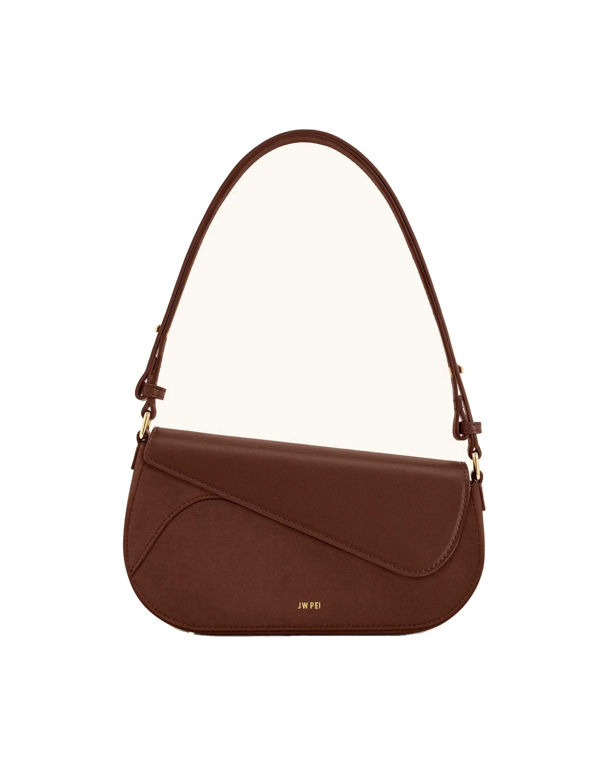 JW PEI Addisyn Faux Suede Panel Shoulder Bag in Mocha Brown | Shoulder & Crossbody Bags | Luxury Shoes JW PEI Addisyn Faux Suede Panel Shoulder Bag in Mocha Brown