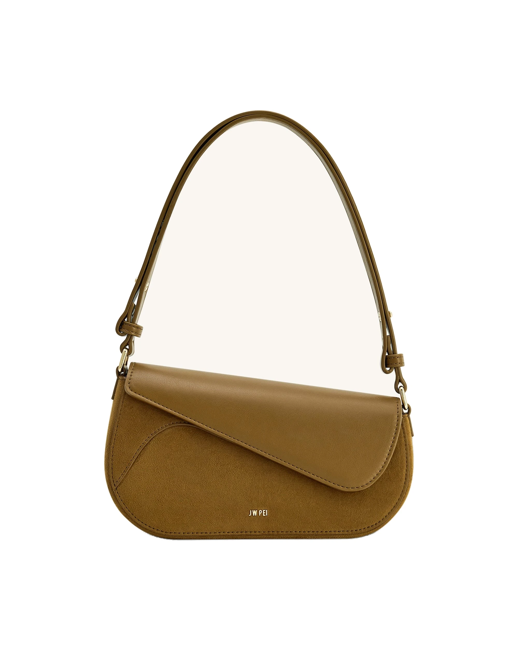 JW PEI Addisyn Faux Suede Panel Shoulder Bag in Olive | Shoulder & Crossbody Bags | Luxury Shoes JW PEI Addisyn Faux Suede Panel Shoulder Bag in Olive
