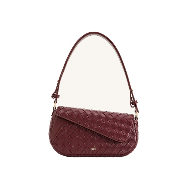 JW PEI Addisyn Weave Texture Shoulder Bag in Burgundy