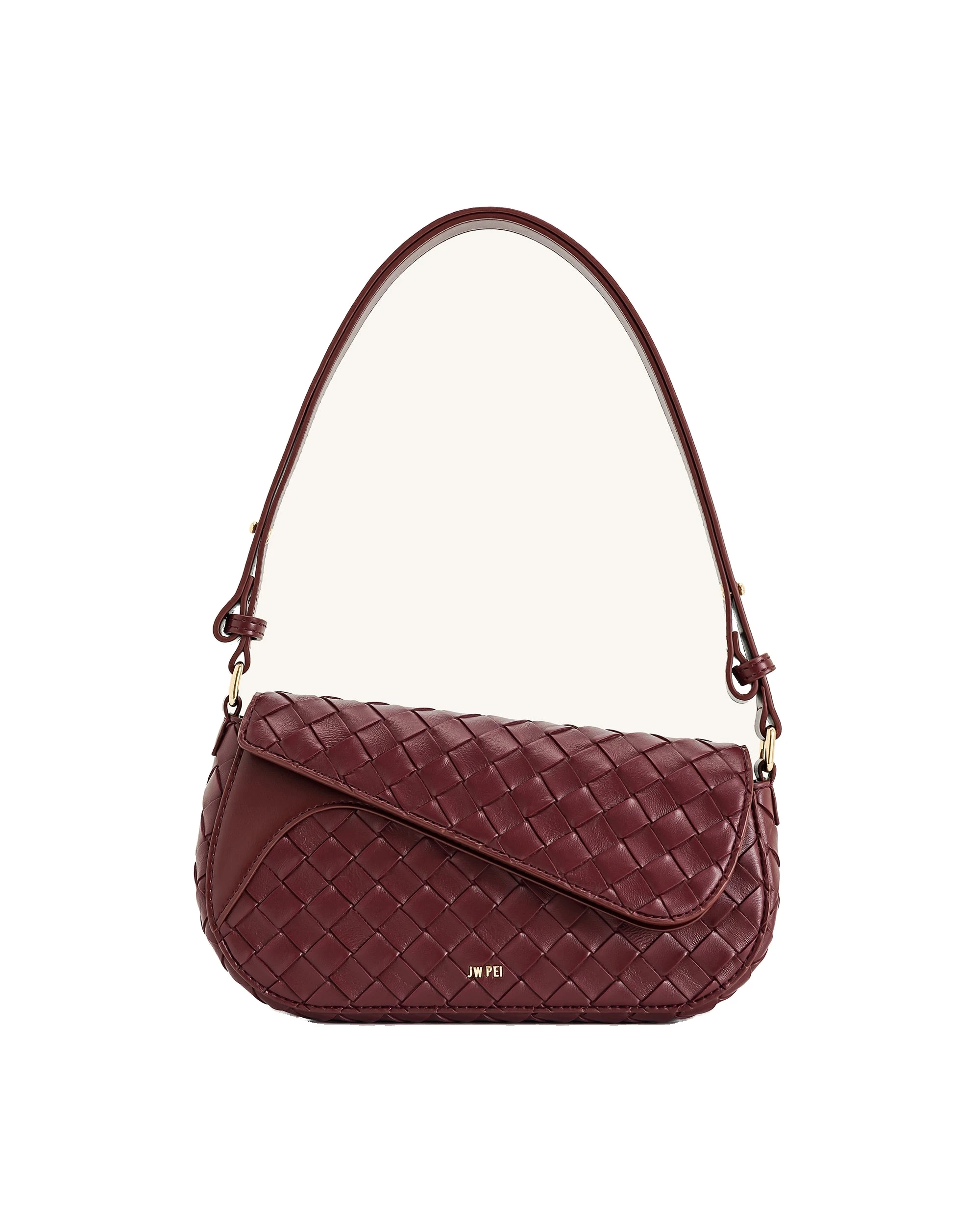 JW PEI Addisyn Weave Texture Shoulder Bag in Burgundy | Shoulder & Crossbody Bags | Luxury Shoes JW PEI Addisyn Weave Texture Shoulder Bag in Burgundy