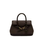 JW PEI Alina Belted Satchel Bag in Dark Brown Canvas